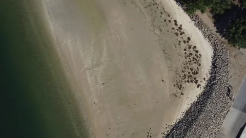 Beach - top down drone spin Video stock 195472089