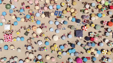 Beach Top Down View, Summer Travel Holiday Background, Rio de Janeiro, Brazil Stock Footage 134584395