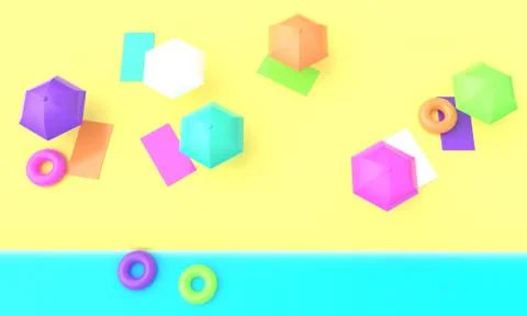 Beach top view. 3d rendering Stock Illustration