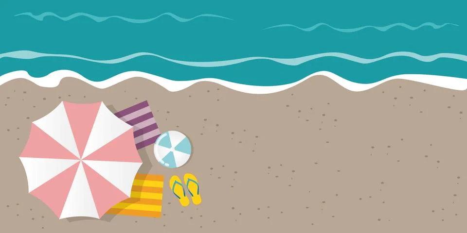 Beach top view background summer holiday concept Stock Illustration