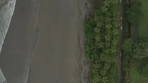 Beach top view, dark sand beach in Costa Rica Stock Footage 120201733