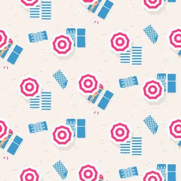 Beach top view seamless vector pattern. Stock Illustration