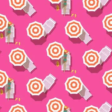 Beach top view seamless vector pattern. Stock Illustration