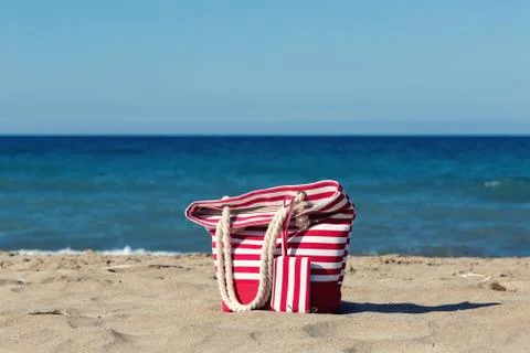 Beach tote on a sandy beach Фото