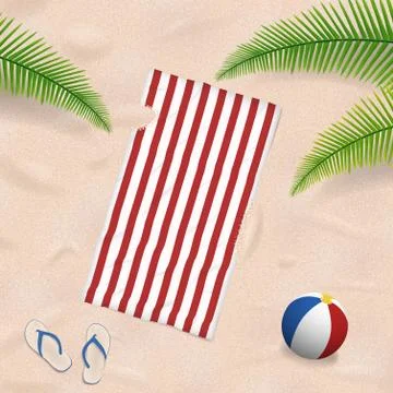 Beach towel in the sand Stock Illustration