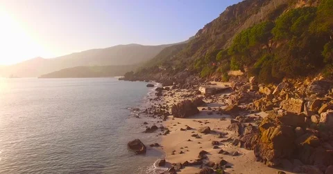 Beach Travelling Rocks Stock Footage 82707065