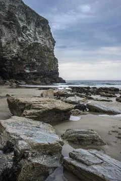 Beach at Trebarwith Strand Cornwall Fotos Stock