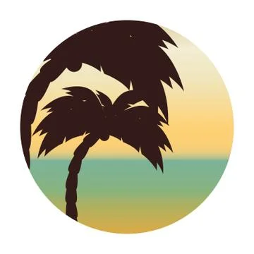 Beach with tree palm Stock Illustration