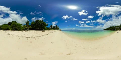 Beach with trees and turquoise clear sea water. Camotes, Philippines. VR 360. Stock Footage 343332440