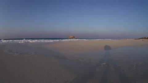 Beach with tripod's shadow in Marsa Matruh, Egypt Stock Footage 38857693
