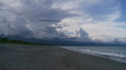 Beach in the tropics with dark clouds approaching Video stock 559697