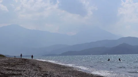 The Beach in Turkey Mountains 7 Stock Footage 42142693