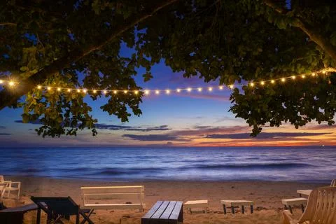Beach in twilight time Stock Photos