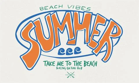 Beach typography artwork. Take me to the beach. Stock Illustration