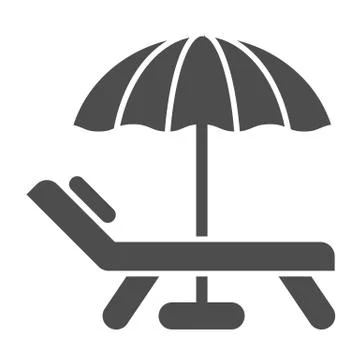 Beach umbrella and chair solid icon. Vacation vector illustration isolated on Stock Illustration