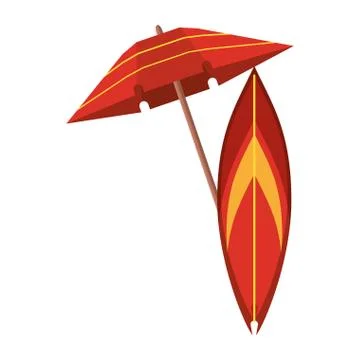 Beach umbrella and surf table cartoon Stock Illustration