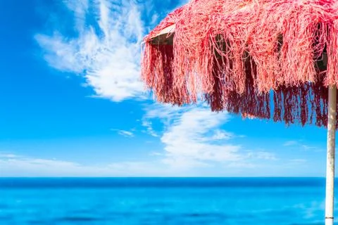 Beach umbrella on the beach Stock Photos
