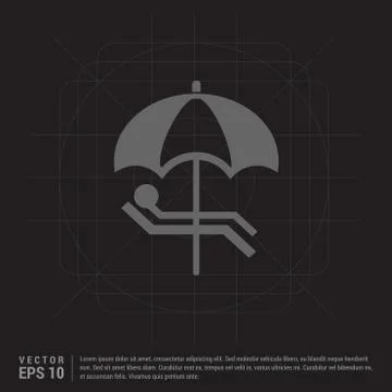Beach Umbrella with Bed Icon Stock Illustration