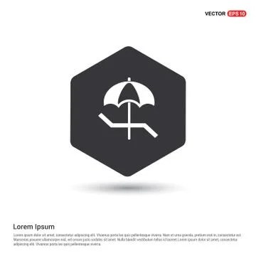 Beach Umbrella with Bed Icon 스톡 일러스트