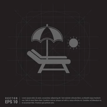 Beach Umbrella with Bed Icon 스톡 일러스트