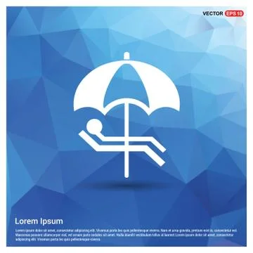 Beach Umbrella with Bed Icon Stock Illustration