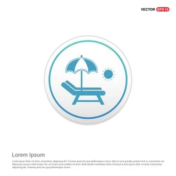 Beach Umbrella with Bed Icon - white circle button イラスト素材
