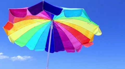 Beach Umbrella With Bird 스톡 동영상 42438035