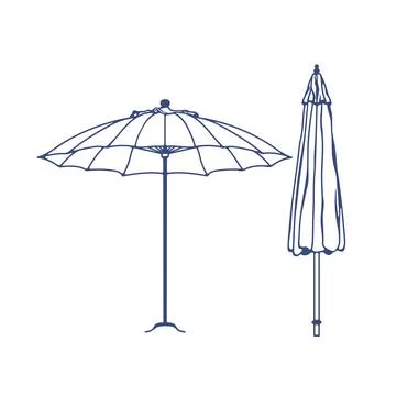 The beach umbrella is in the closed position. Illustration