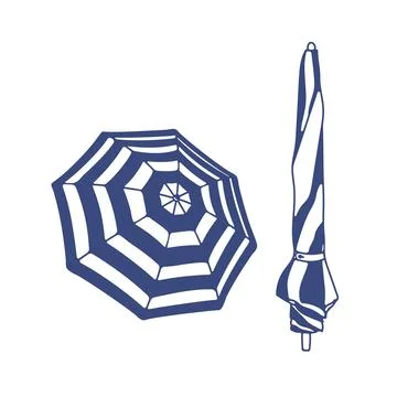 The beach umbrella is in the closed position. イラスト素材