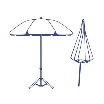 The beach umbrella is in the closed position. イラスト素材