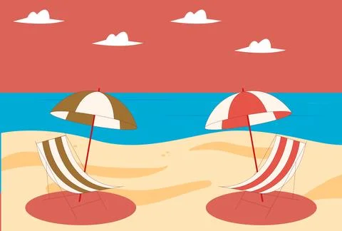 Beach Umbrella Concept Illustration Vector Style Illustration Stock Illustration