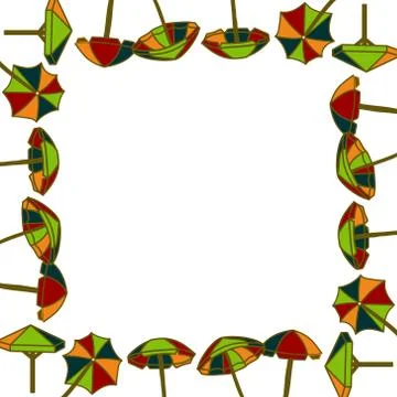 Beach umbrella Frame Empty Template Vector Illustrazione stock