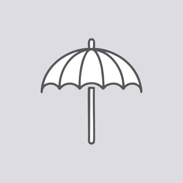 Beach umbrella icon design. Simple line icon illustration of a beach umbrel.. Stock Illustration