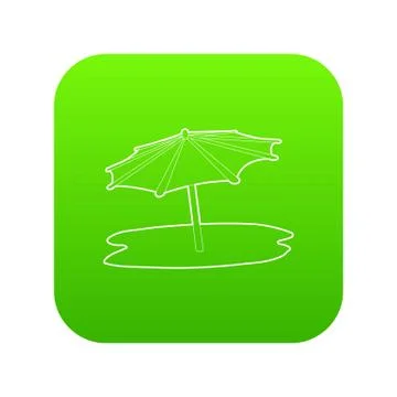 Beach umbrella icon green vector Stock Illustration