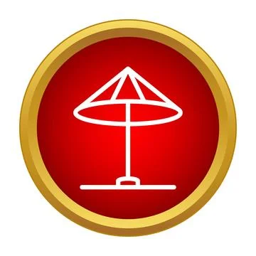 Beach umbrella icon representing summer vacation and sun protection Illustrazione stock
