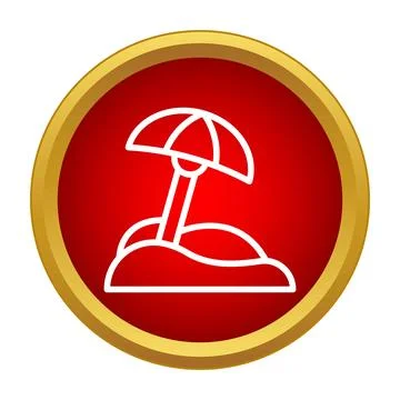 Beach umbrella icon representing summer vacation travel Illustrazione stock