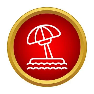 Beach umbrella icon representing summer vacation and tropical travel Stock Illustration