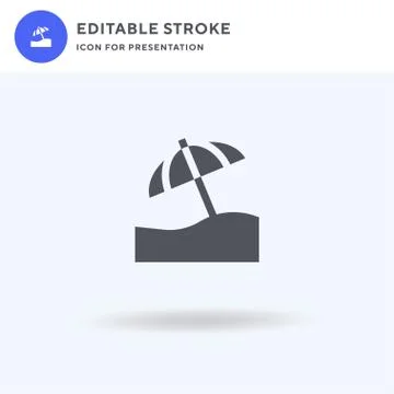Beach Umbrella icon vector, filled flat sign, solid pictogram isolated on whi Illustrazione stock
