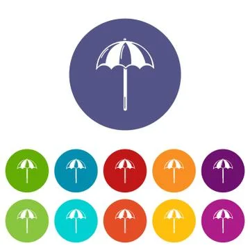 Beach umbrella icons set vector color Stockillustratie