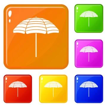 Beach umbrella icons set vector color Stockillustratie