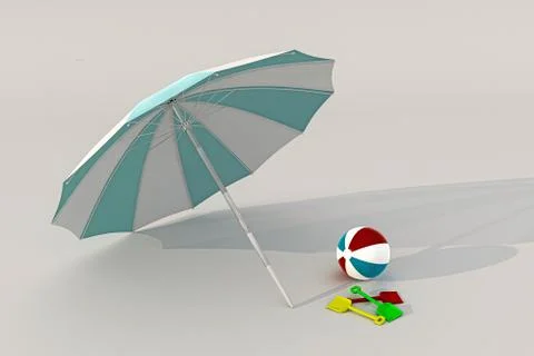 Beach umbrella isolated on white Stockillustratie
