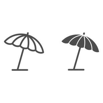 Beach umbrella line and solid icon, summer concept, parasol sign on white イラスト素材