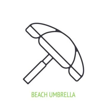 Beach umbrella outline icon. Vector illustration. Stock Illustration