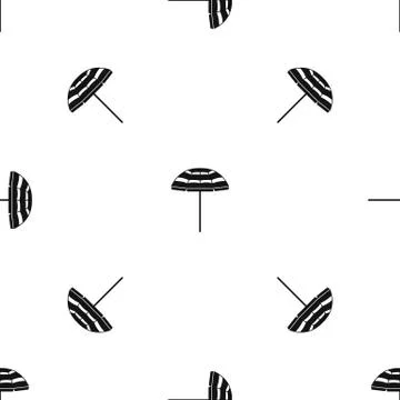 Beach umbrella pattern seamless black Stock Illustration