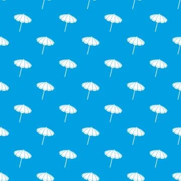 Beach umbrella pattern vector seamless blue Stock Illustration