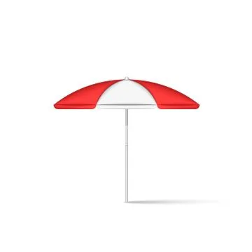 Beach umbrella realistic 3d model isolated on white, vector illustration, ope Stock Illustration
