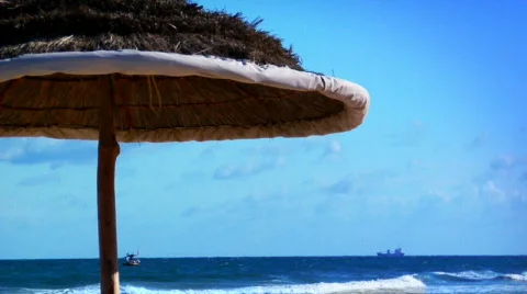 Beach Umbrella by Sea Stock-Footage 93151