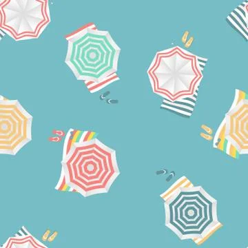 Beach umbrella seamless pattern background. Vector Illustration Stock Illustration
