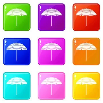 Beach umbrella set 9 Stockillustratie