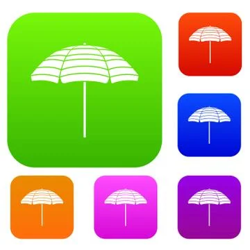 Beach umbrella set collection Stock Illustration